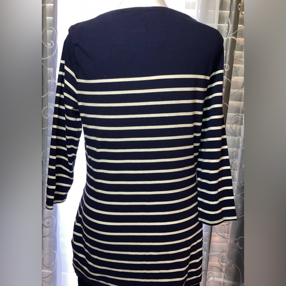 AND AWAY Navy and White Striped Women’s Blouse 3/4 sleeves Sz Med EUC! - Picture 10 of 10